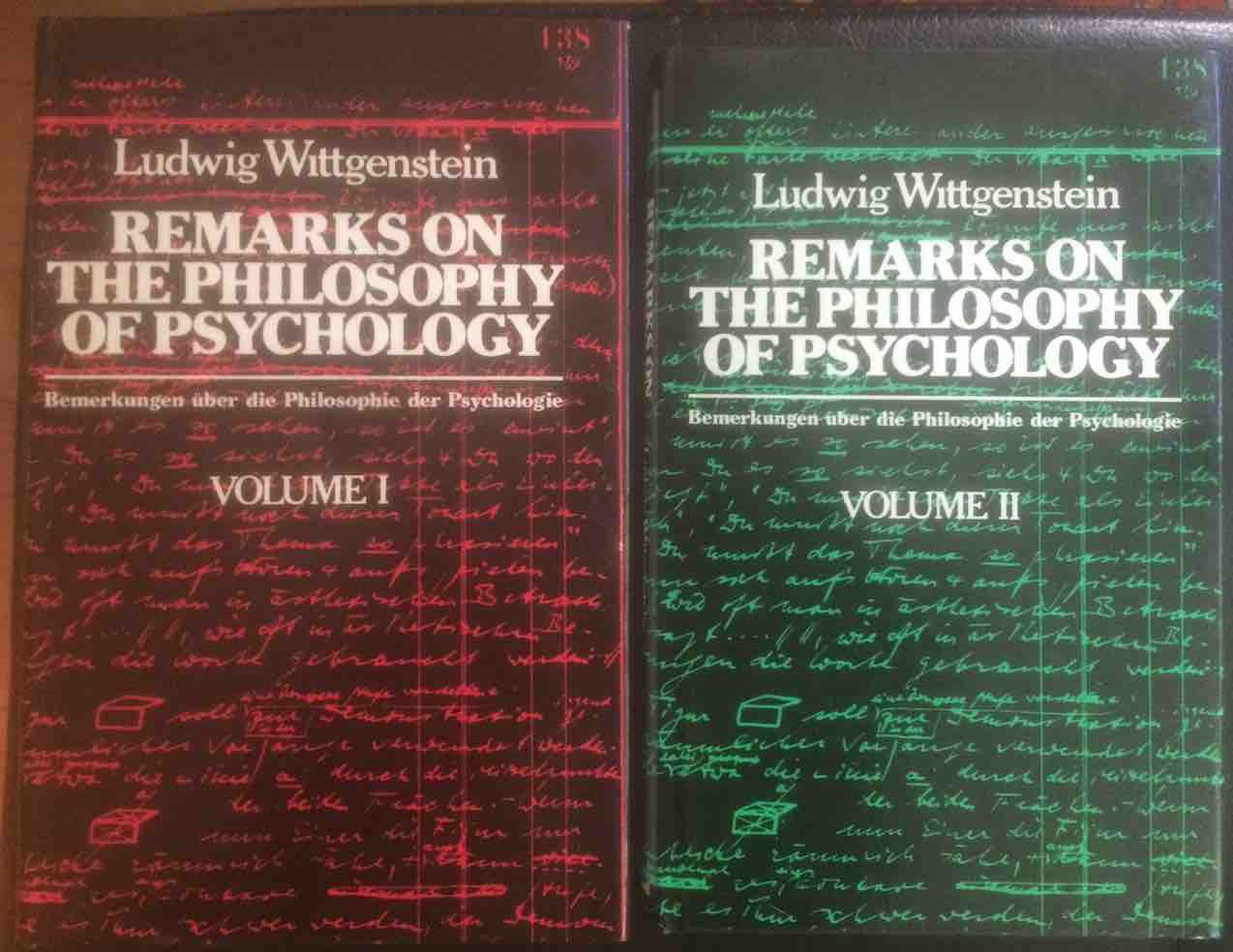 Ludwig Wittgenstein - Remarks on the philosophy of psychology. Bemerkungen ?ber die Philosophie der Psychologie. Two volumes